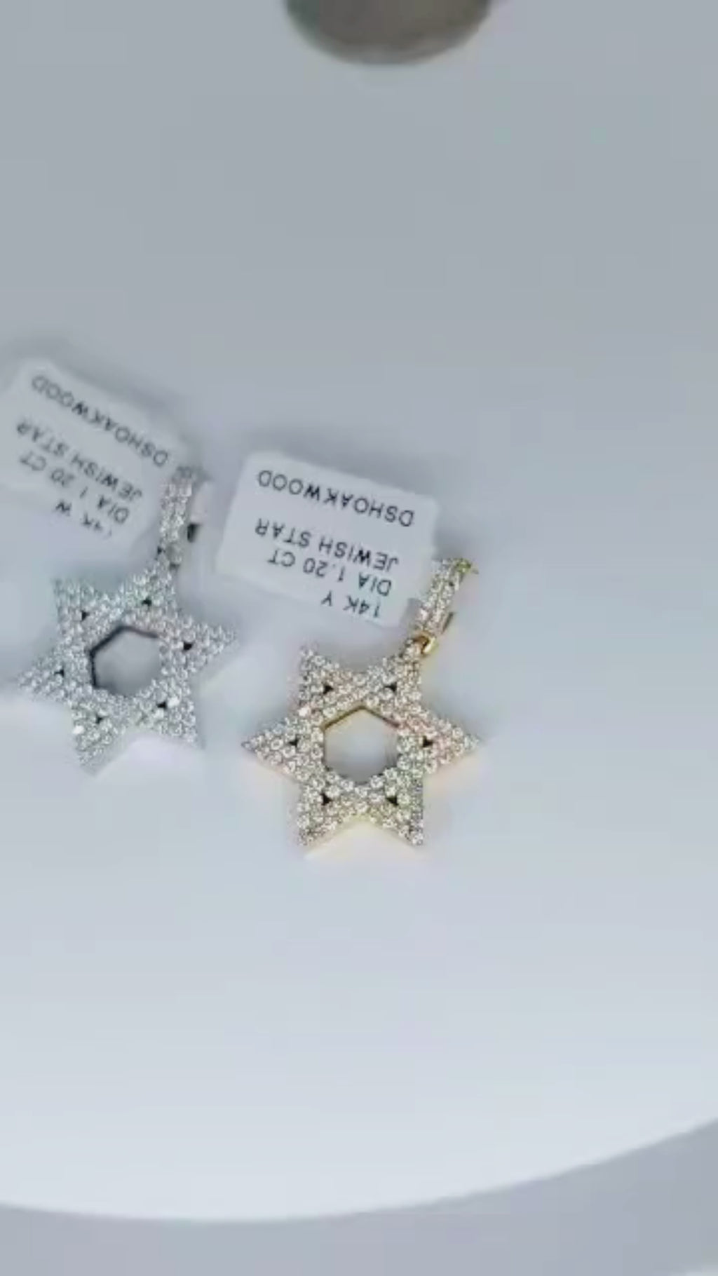 14K Gold Star of David Diamond Pendant -Available in Rose/White/Yellow Gold- 1341