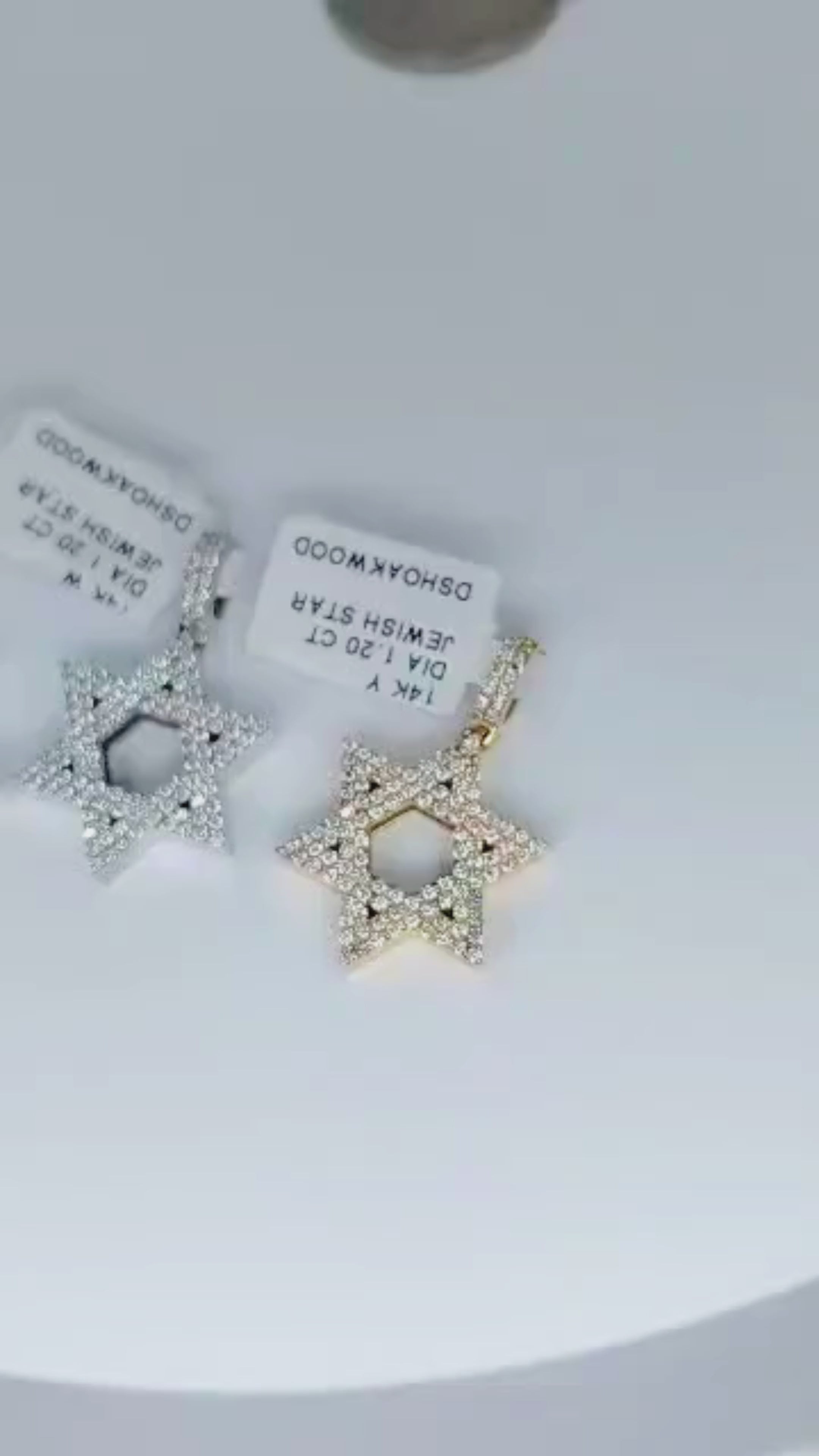 14K Gold Star of David Diamond Pendant -Available in Rose/White/Yellow Gold- 1341