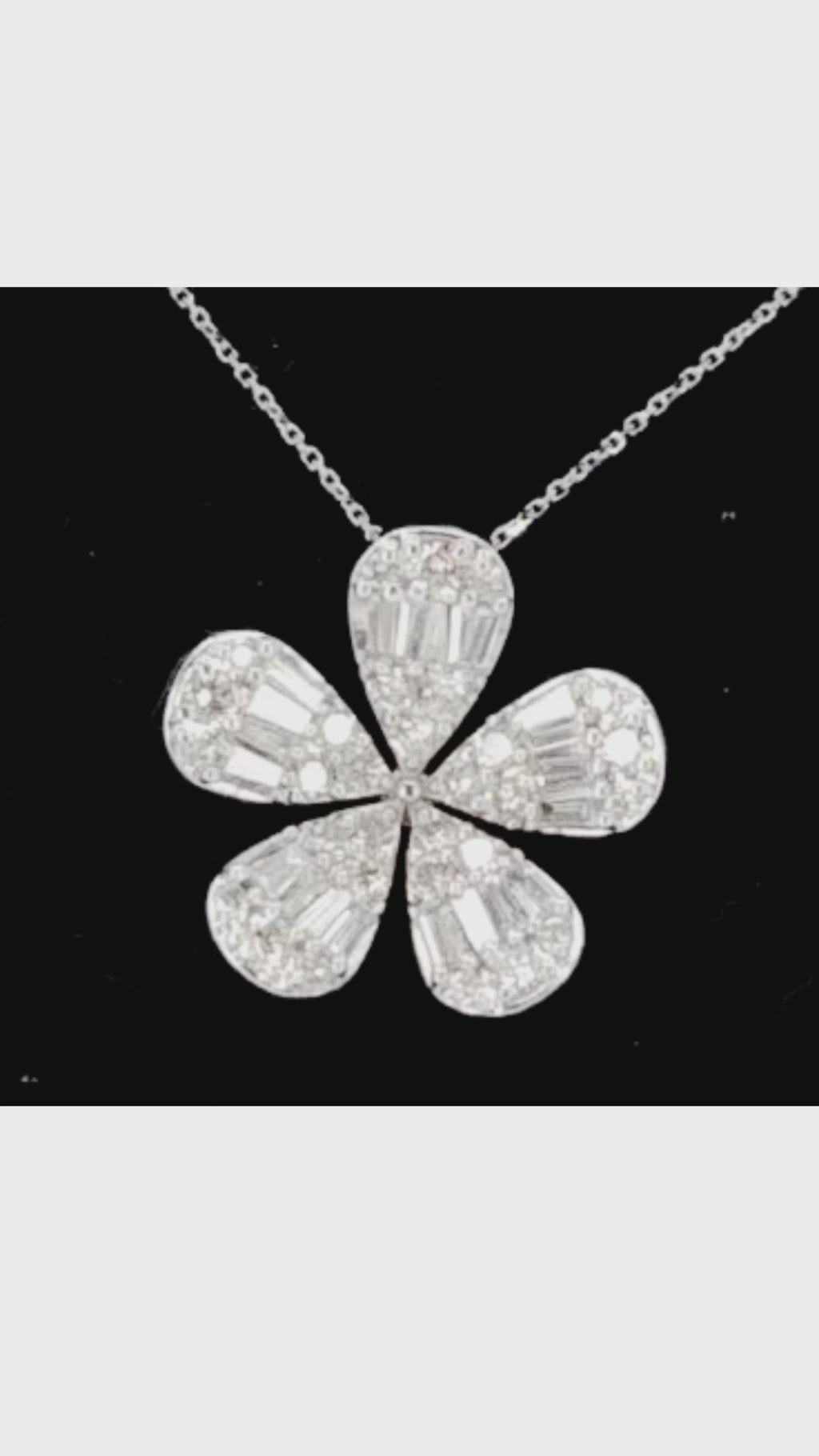 14K White Gold Flower Pendant Necklace – 1.00ct Natural Diamonds - 1333