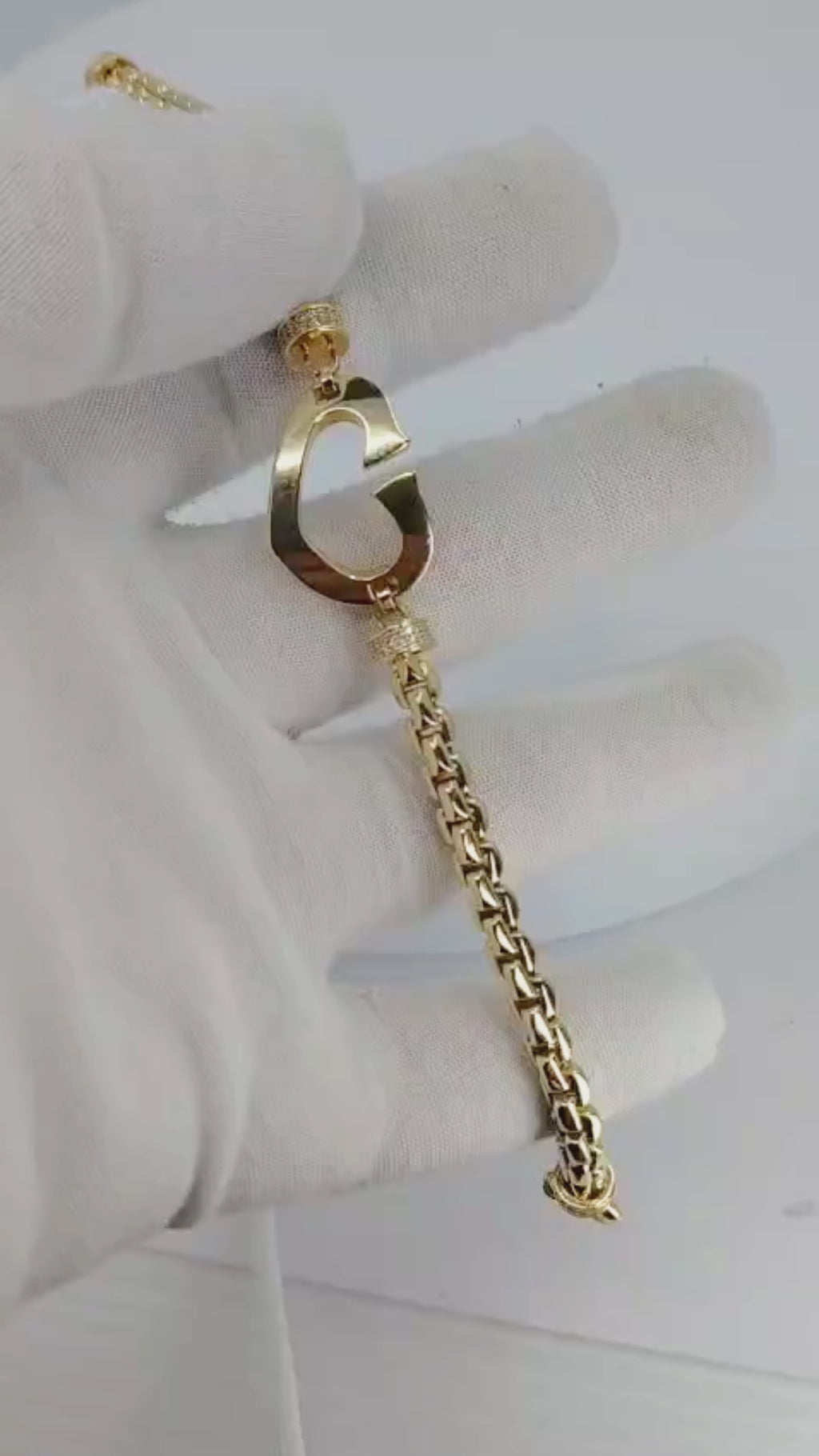 14K Yellow Gold Heart Rope Bracelet - 12A4