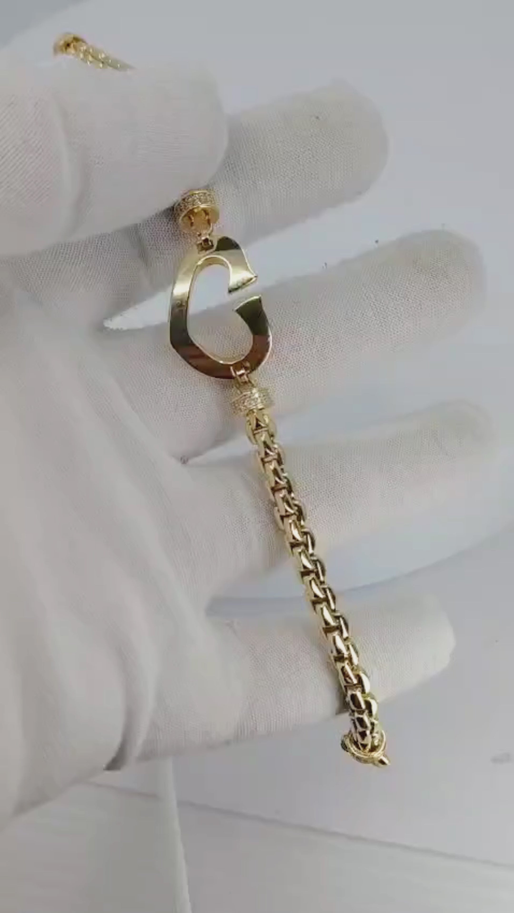 14K Yellow Gold Heart Rope Bracelet - 12A4