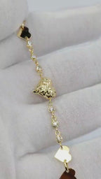 14K Yellow Gold Hearts Bracelet with Center Heart - 12C1