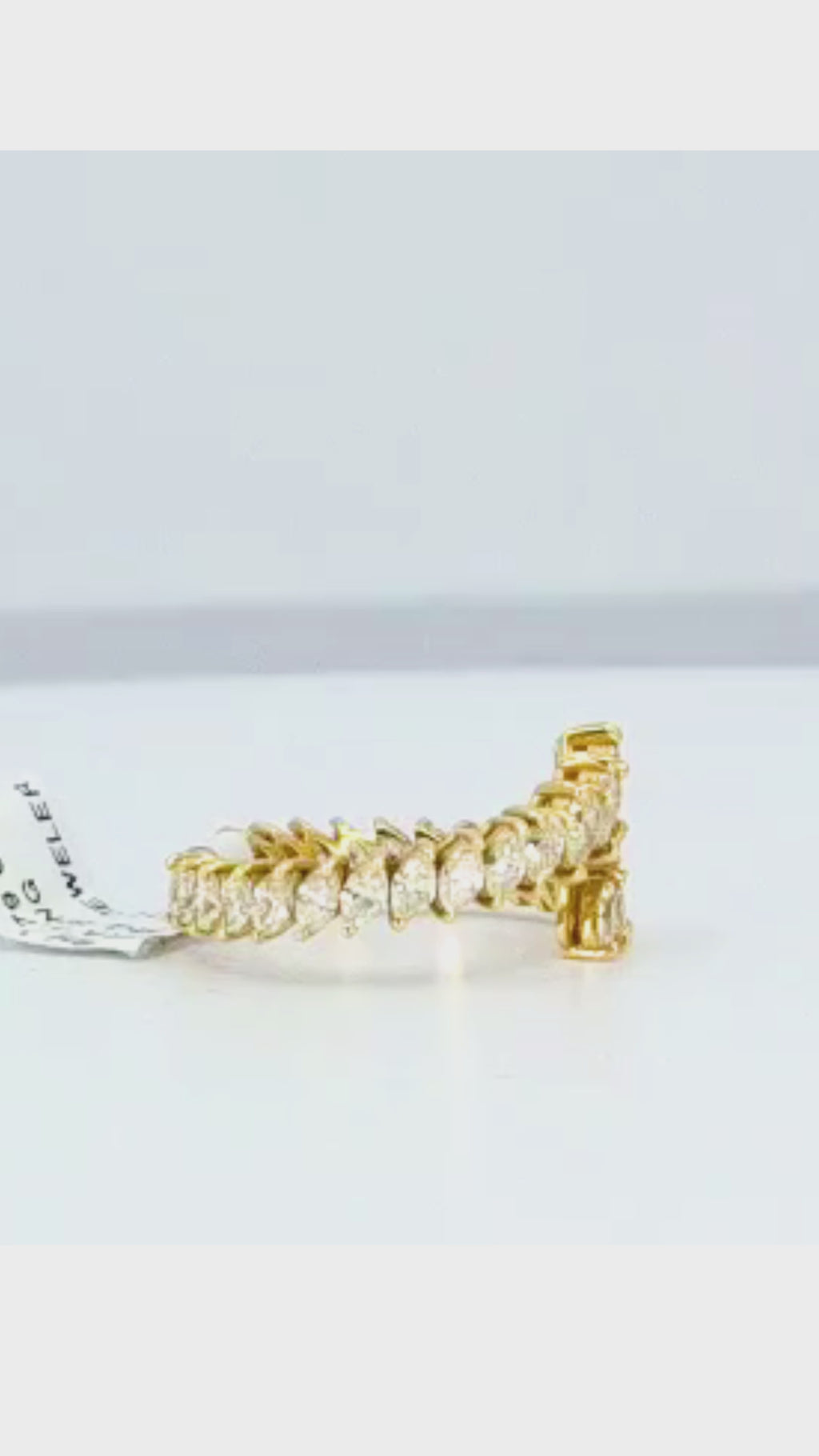 18K Yellow Gold Marquise &amp; Pear Diamond Tennis Ring - 2218