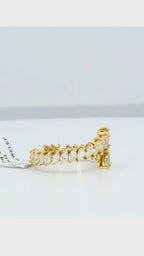 18K Yellow Gold Marquise &amp; Pear Diamond Tennis Ring - 2218