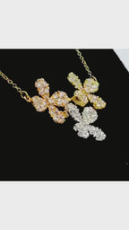14K Three-Tone Flower Pendant Necklace – 1.05ct Natural Diamonds - 1328