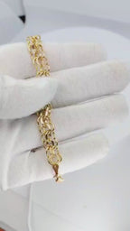 14K Yellow Gold 3-Row Links Bracelet - 12A7