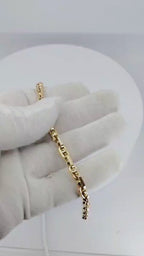 14K Yellow Gold Chain-link Bracelet with Small Balls - 12B2