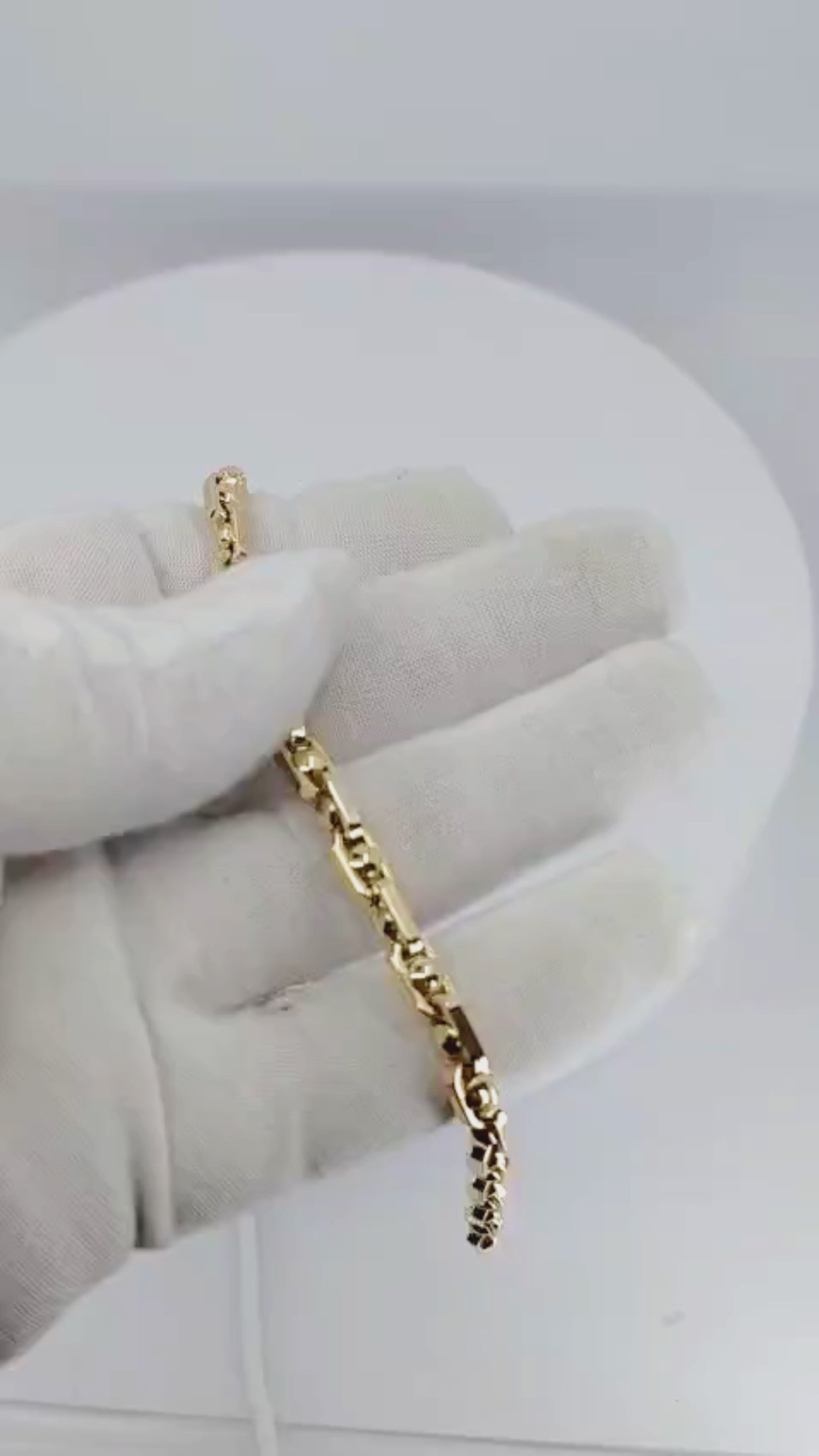 14K Yellow Gold Chain-link Bracelet with Small Balls - 12B2