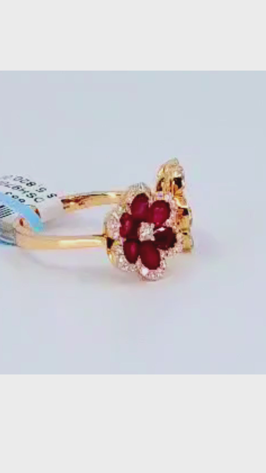 18K Rose Gold Double Ruby Flower Ring - 2210
