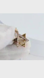 14K Two-Tone Gold Star of David Diamond Pendant - 1338