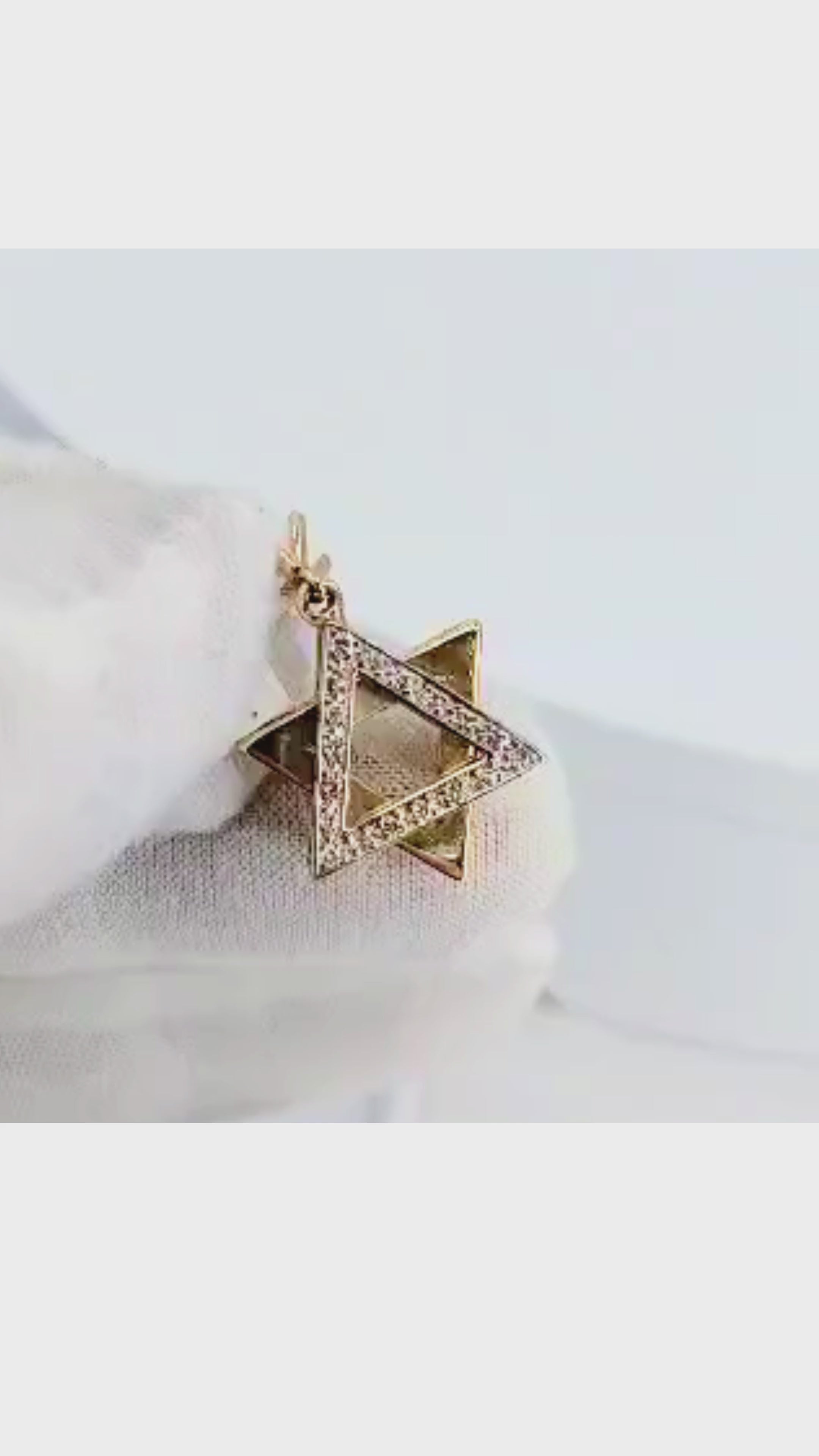 14K Two-Tone Gold Star of David Diamond Pendant - 1338