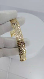 14K Yellow Gold Wide Diamond-Cut Bracelet - 12B3
