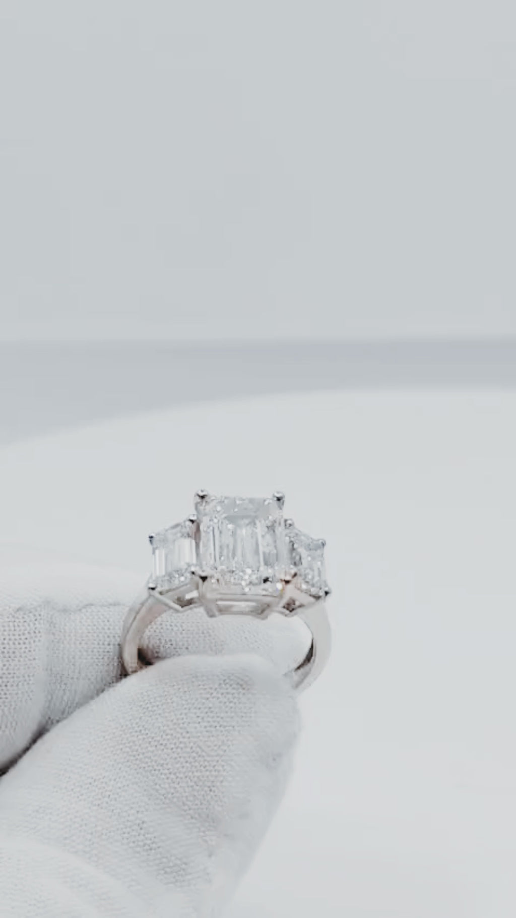 14K White Gold Lab Diamond Emerald Ring – 7.00ctw - 7726