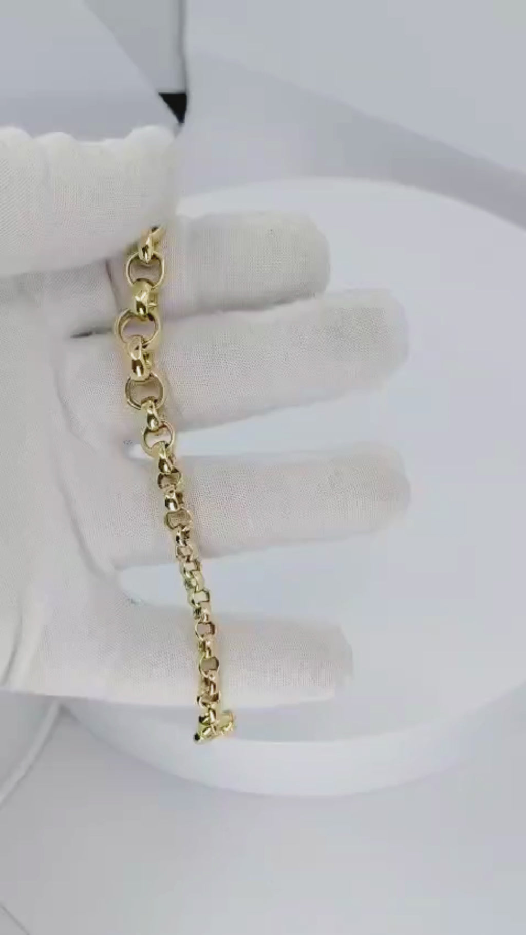 14K Yellow Gold Round Links Bracelet - 12B1