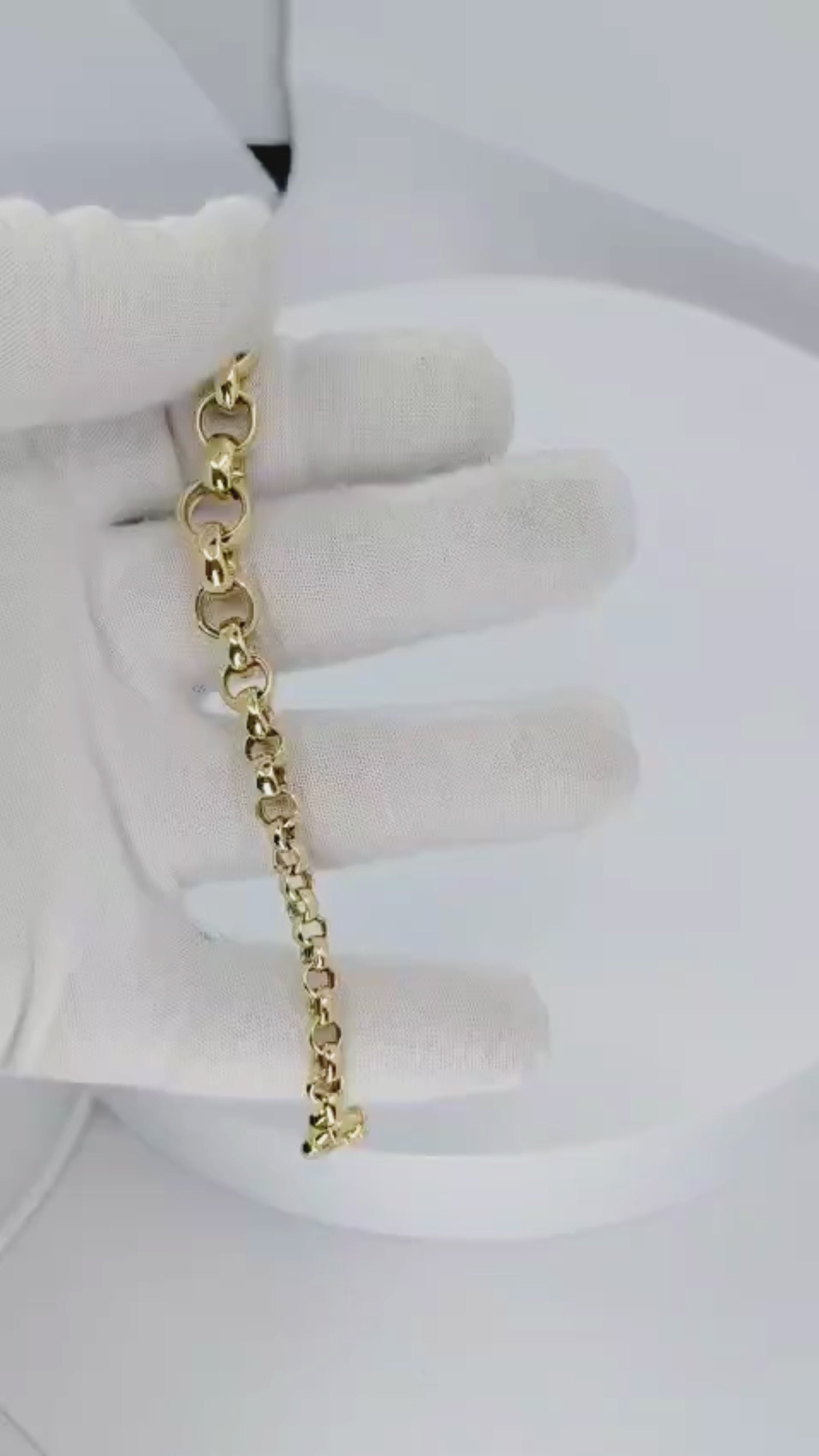 14K Yellow Gold Round Links Bracelet - 12B1