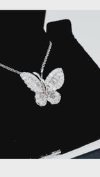 18K White Gold Butterfly Pendant Necklace – 0.42ct Natural Diamonds - 1330