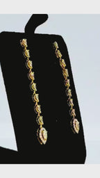 18K Yellow Gold Pear-Shaped Drop Earrings with Natural Diamonds - 9902