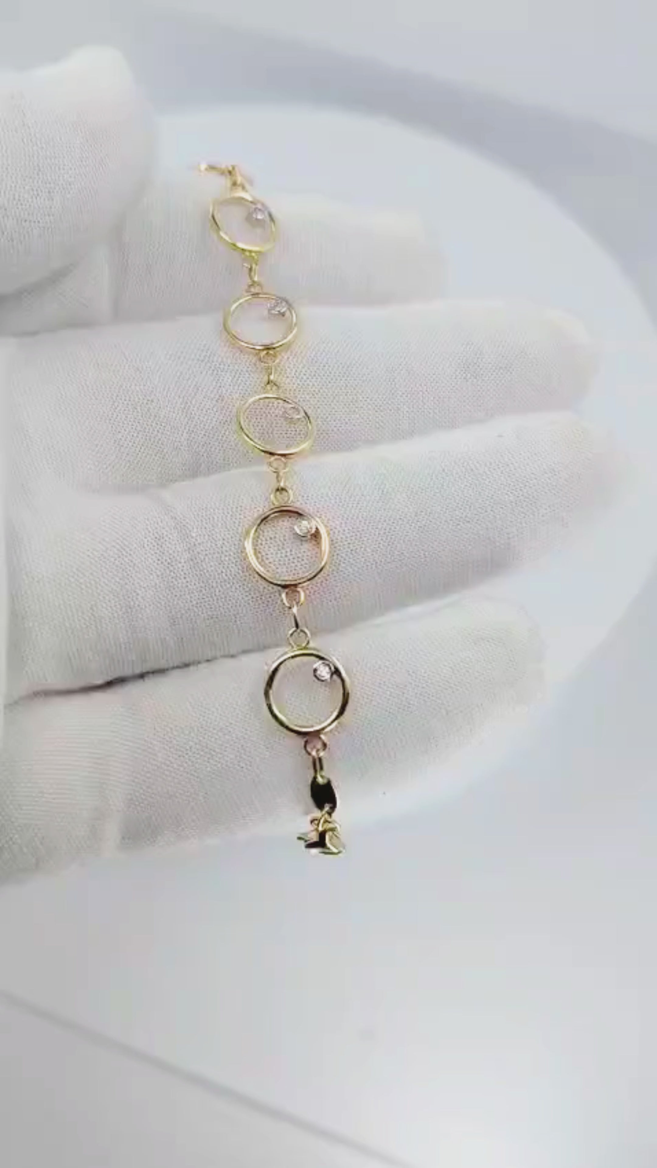 14K Yellow Gold Circles Chain-Link Bracelet - 12C2