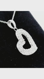 14K White Gold Heart Pendant Necklace – 2.00ct Natural Diamonds - 1327
