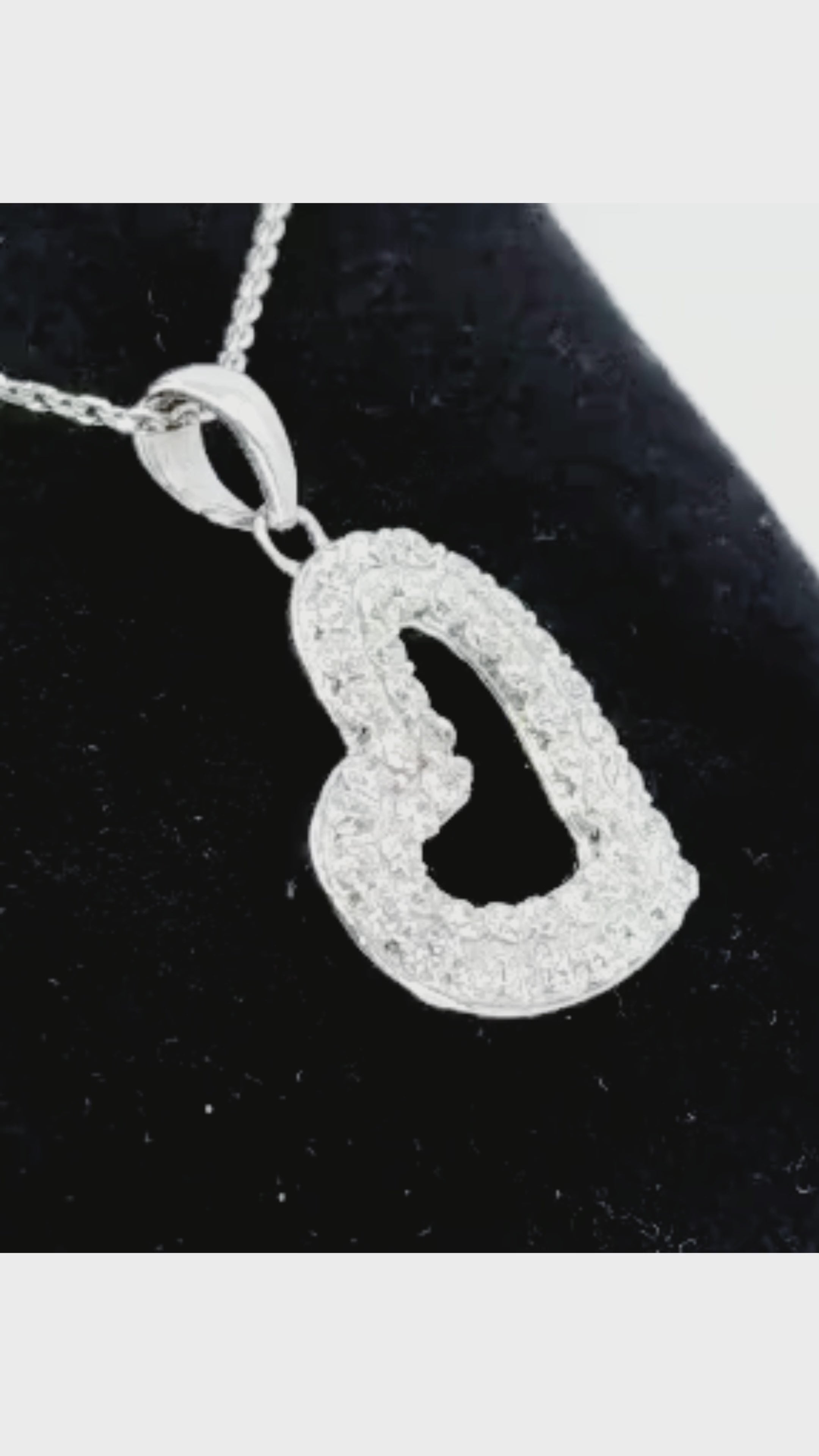 14K White Gold Heart Pendant Necklace – 2.00ct Natural Diamonds - 1327