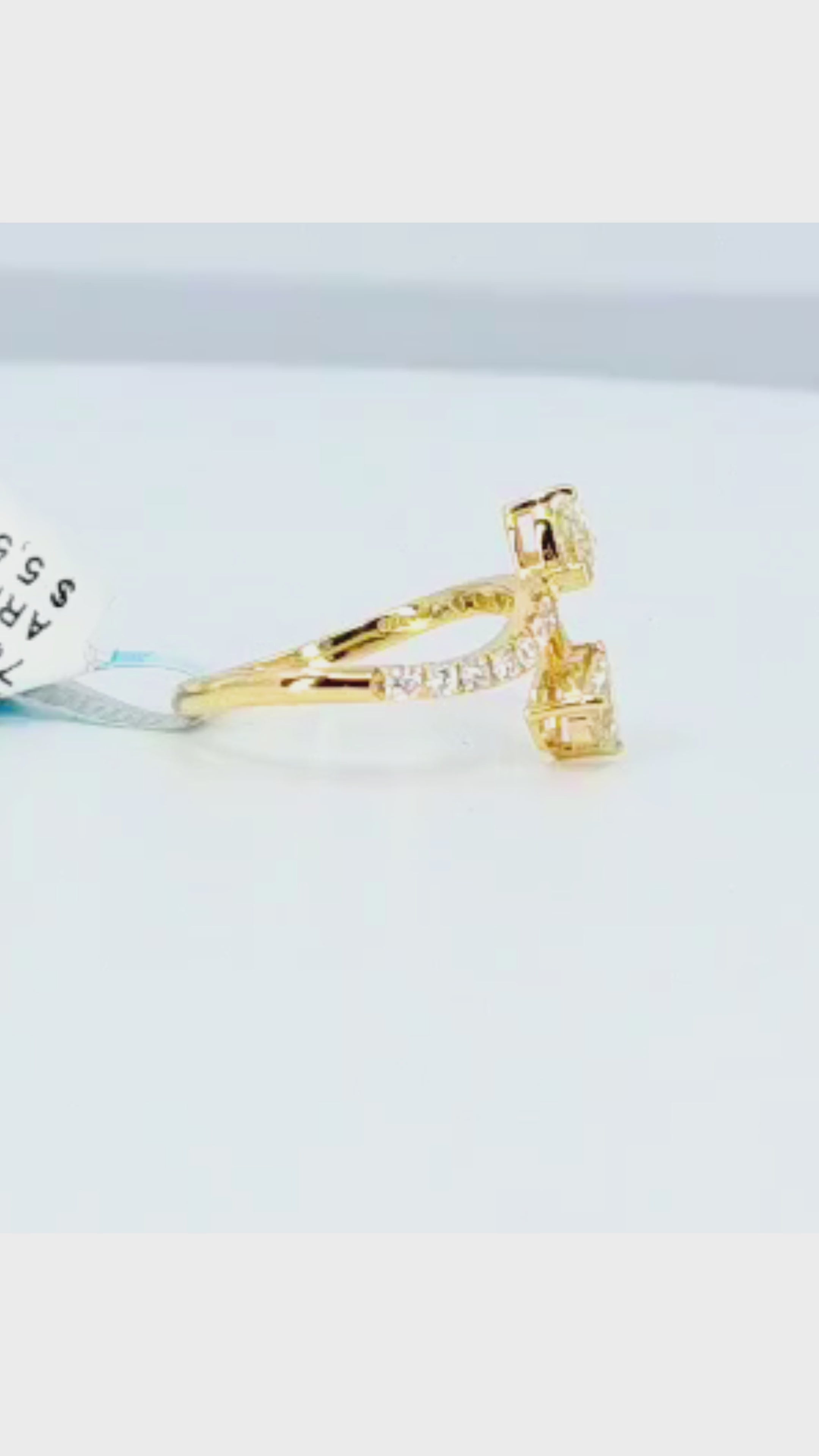 18K Yellow Gold Heart &amp; Pear-Shaped Diamond Ring - 2217