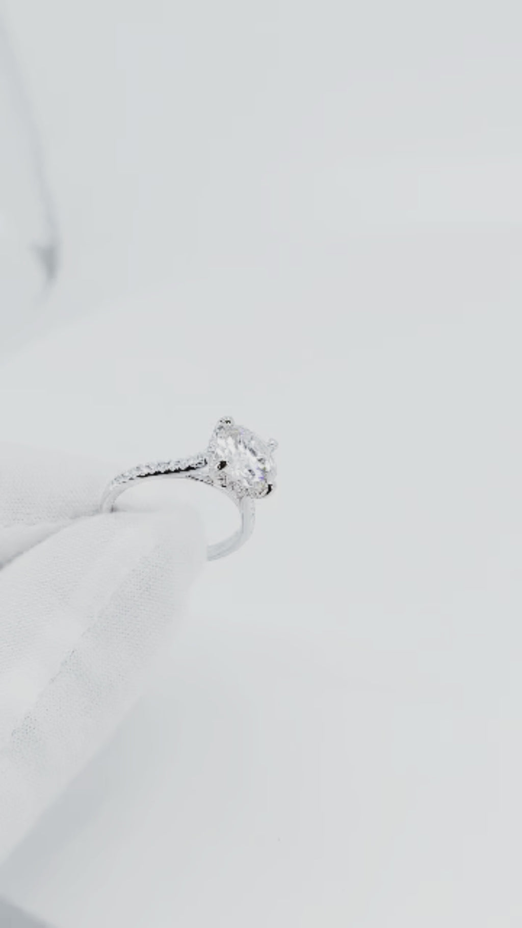 18K White Gold Lab Diamond Halo Ring – 3.50ctw - 7719