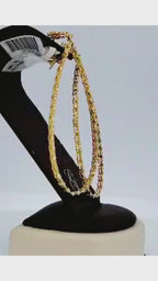 18K Yellow Gold Big Loop Drop Earrings with Marquise Stones - 9901