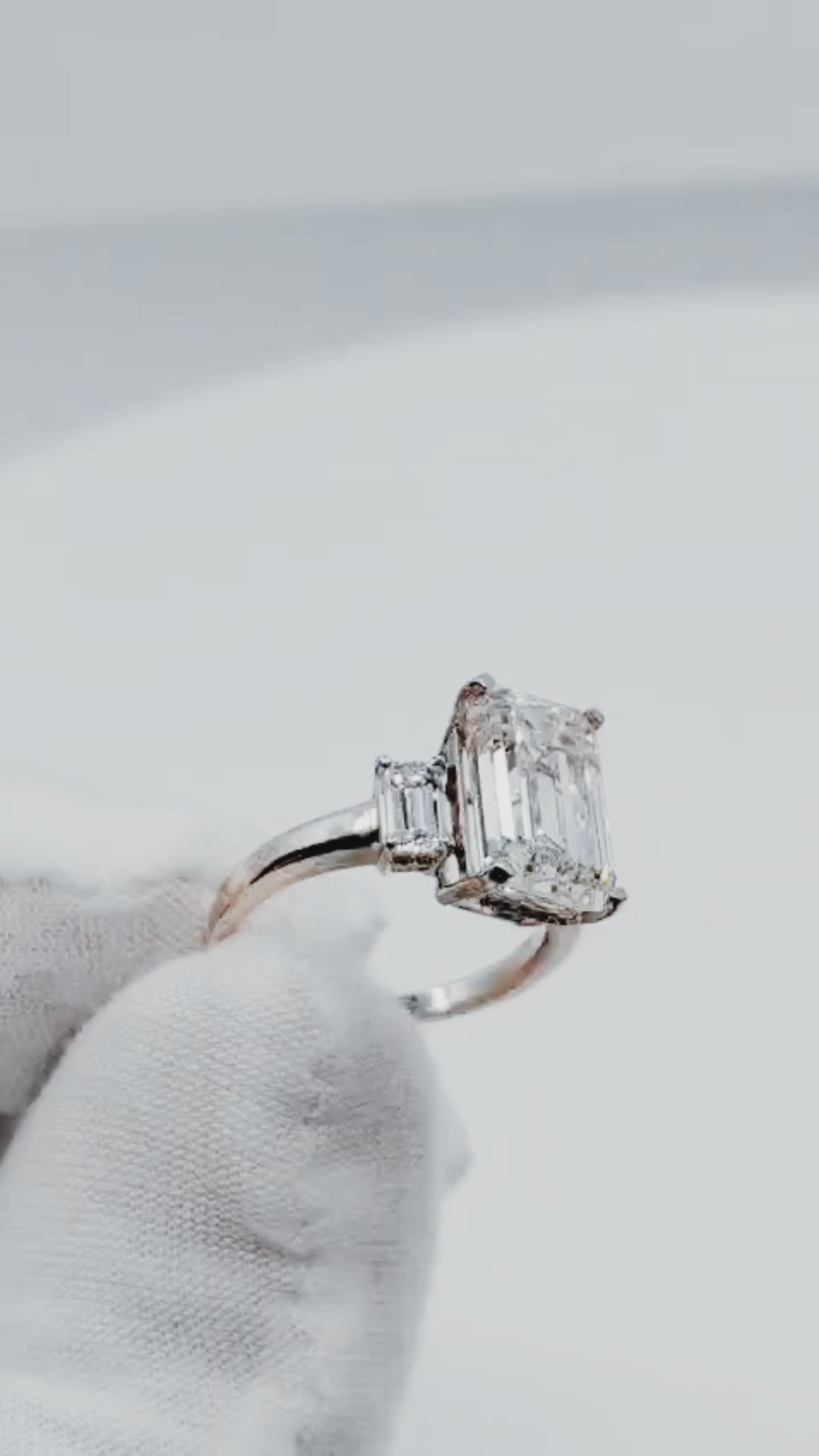 14K White Gold Lab Diamond Emerald Ring – 5.79ctw - 7725