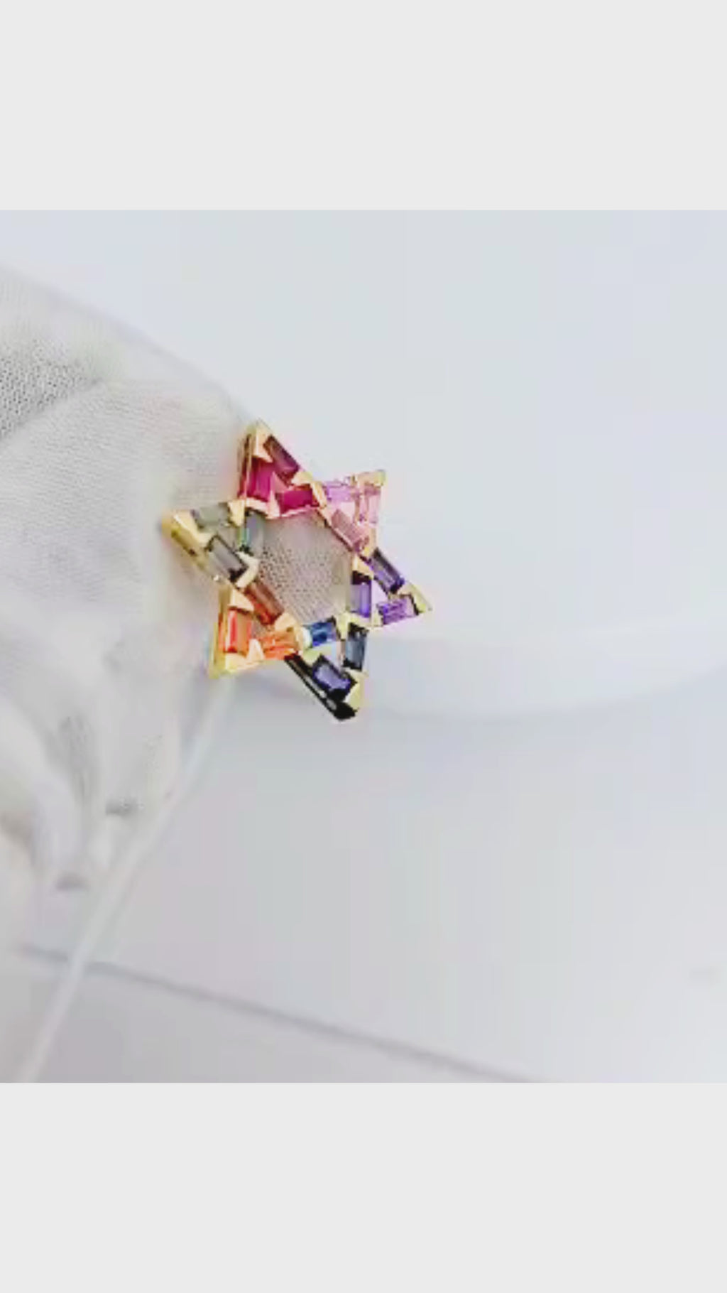 14K Yellow Gold Star of David Sapphire Pendant - 1348