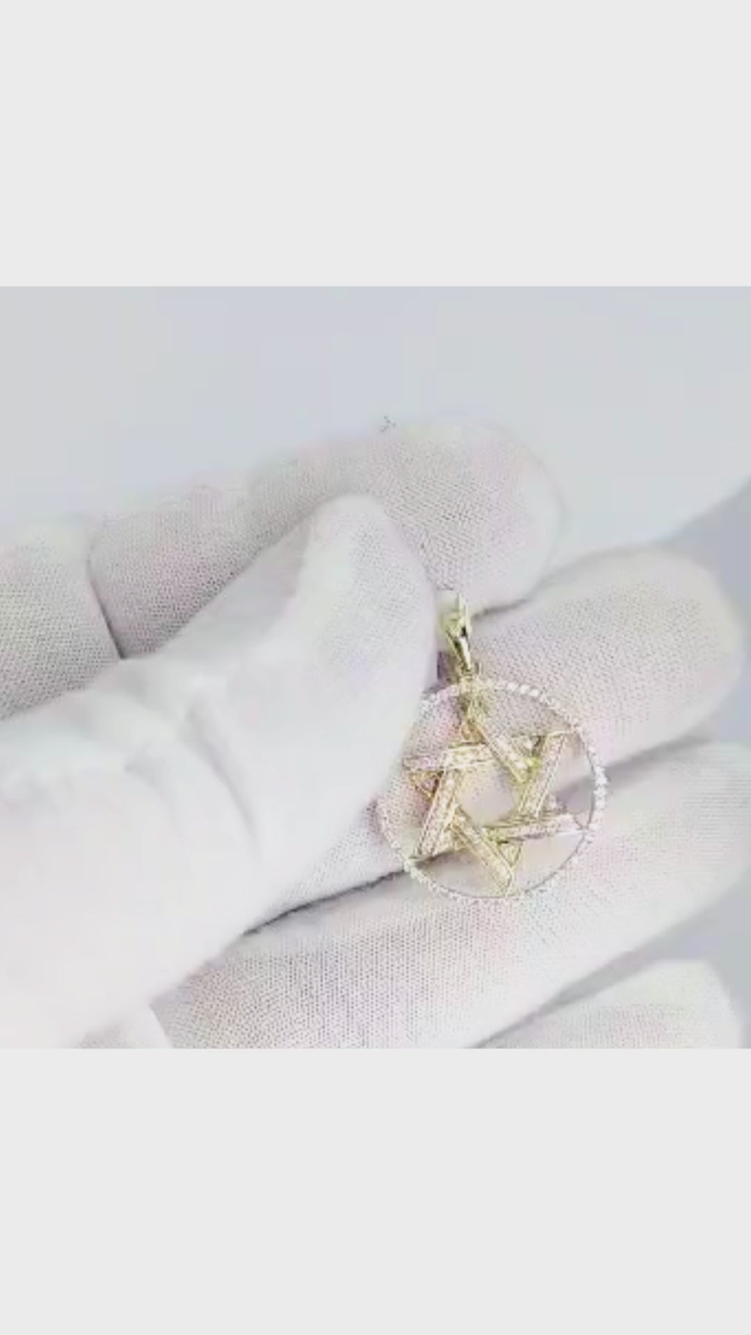 14K Two-Tone Gold Star of David Circle Pendant - 1336