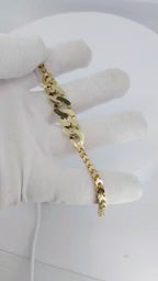 14K Yellow Gold Flat Cuban Unique Bracelet 12A8